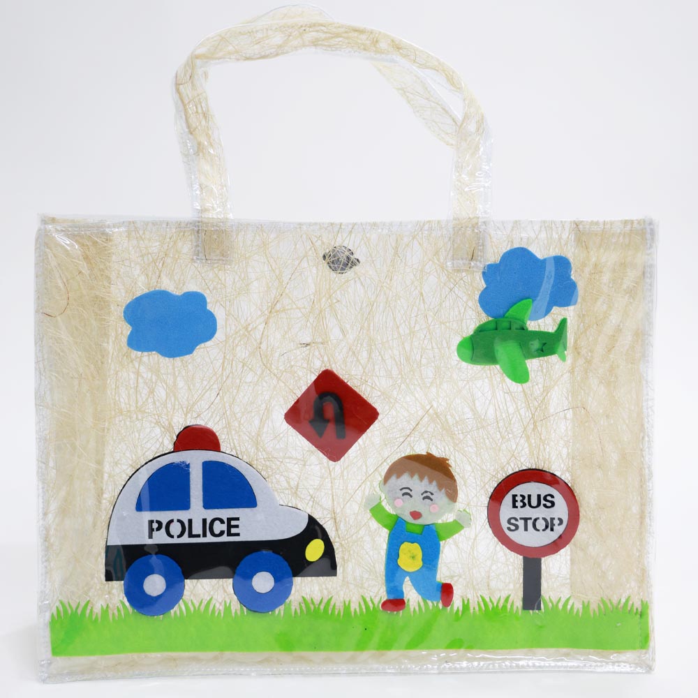 Police Car Theme Transparent Plastic Tote Bag