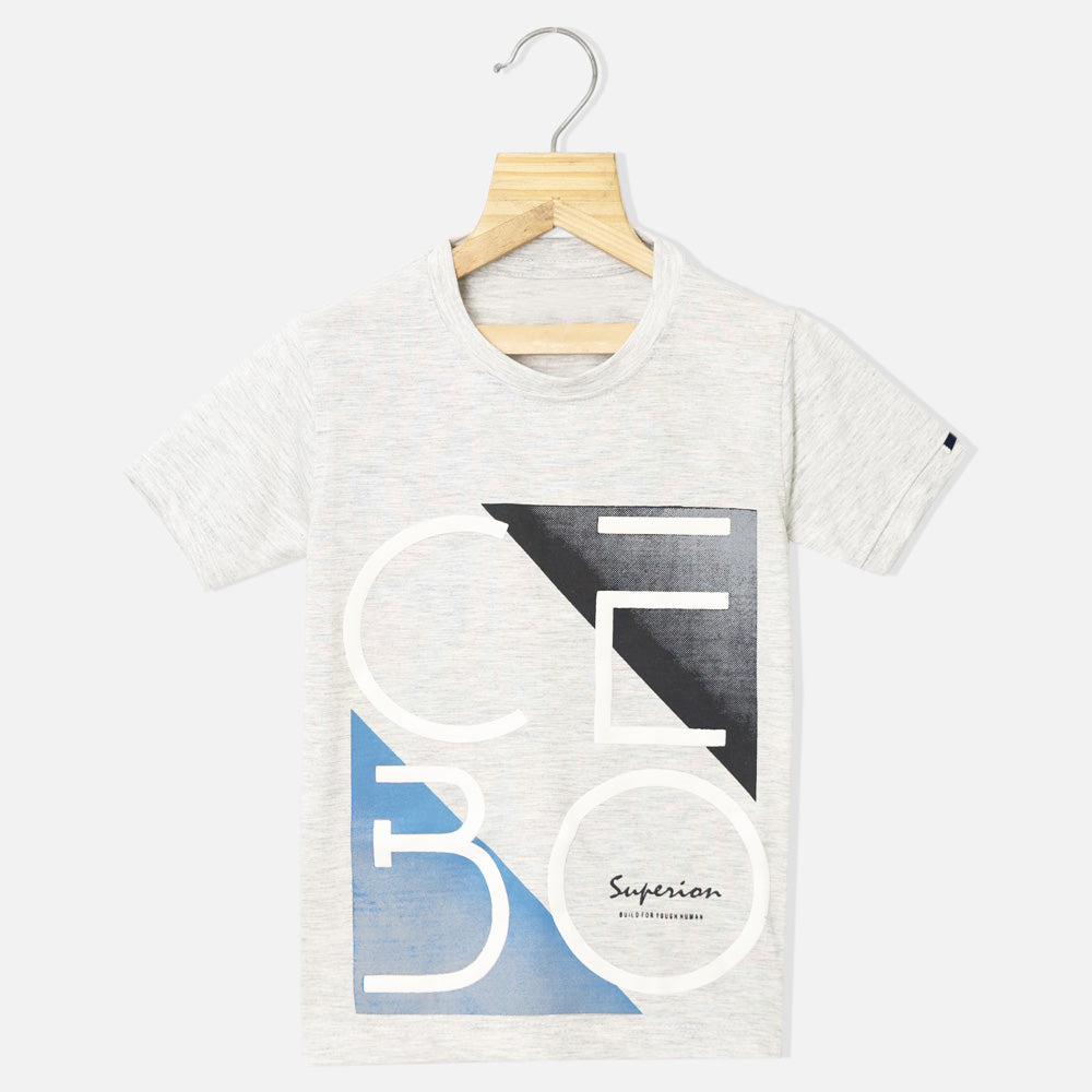 Graphic Printed Half Sleeves T-Shirt- Light & Dark Grey