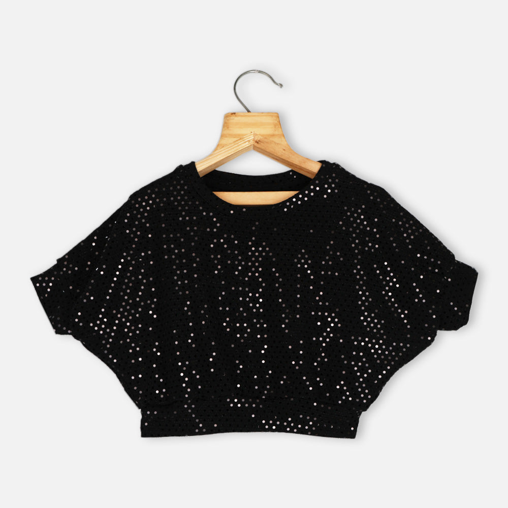Black & White Sequined Crop Top