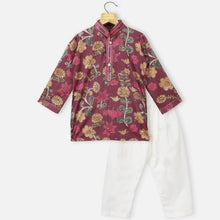 Load image into Gallery viewer, Maroon Mirror Embroidered Kurta With Pajama
