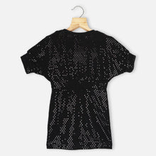 Load image into Gallery viewer, Black Front Bow Sequined Dress
