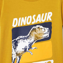 Load image into Gallery viewer, Dino Theme Half Sleeves T-Shirt-Red, Mustard &amp; Green
