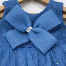 Load image into Gallery viewer, Blue Bow Embellished Party Dress With Booties &amp; Headband
