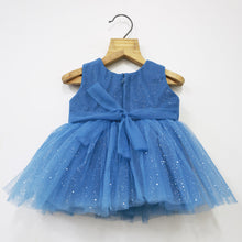 Load image into Gallery viewer, Blue Bow Embellished Party Dress With Booties &amp; Headband
