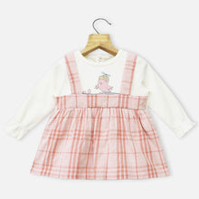 Load image into Gallery viewer, Peach Plaid Checked Full Sleeves Dress
