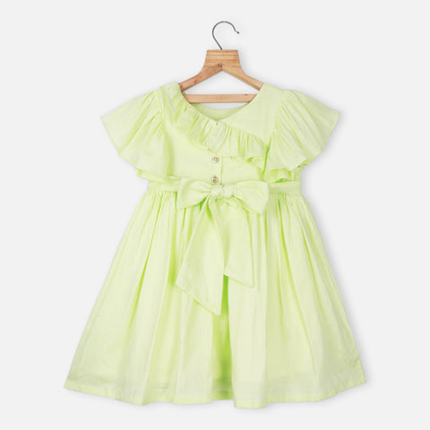 Pastel Green Popsicle Embroidered Cotton Dress