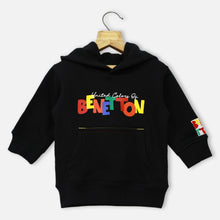 Load image into Gallery viewer, Black Benetton Printed Hooded Sweatshirt
