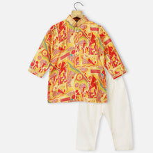 Load image into Gallery viewer, Yellow Abstract Printed Kurta With Beige Pajama
