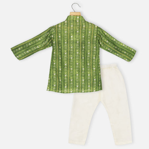 Green Floral Printed Kurta With Pajama