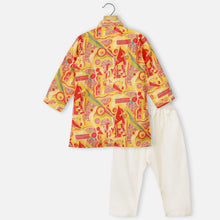 Load image into Gallery viewer, Yellow Abstract Printed Kurta With Beige Pajama
