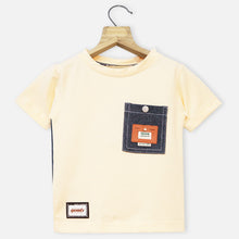 Load image into Gallery viewer, Half Sleeves T-Shirt- Yellow, Black &amp; Ivory
