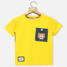 Load image into Gallery viewer, Half Sleeves T-Shirt- Yellow, Black &amp; Ivory
