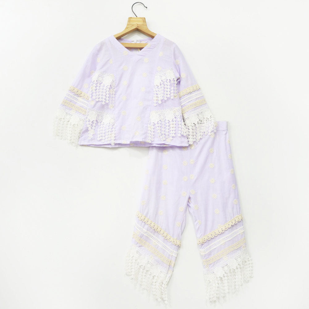 Lavender Cotton Top With Pant Co-Ord Set