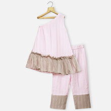 Load image into Gallery viewer, Pink Striped One Shoulder Kurta With Pant
