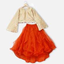 Load image into Gallery viewer, Bell Sleeves Top With Burnt Orange Skirt
