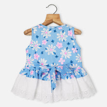 Load image into Gallery viewer, Blue Floral Printed Dress With Bloomer
