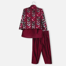 Load image into Gallery viewer, Maroon Sequins Embroidered Jacket With Kurta &amp; Pant

