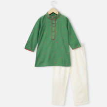 Load image into Gallery viewer, Green Linen Kurta With Pant
