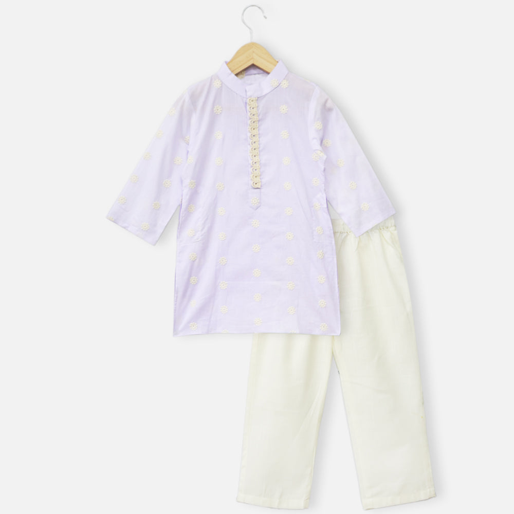 Lavender Cotton Kurta With Pant