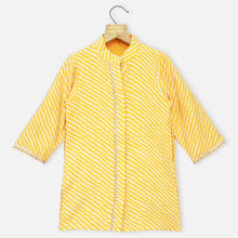 Load image into Gallery viewer, Yellow Leheriya Cotton Kurta With Pant
