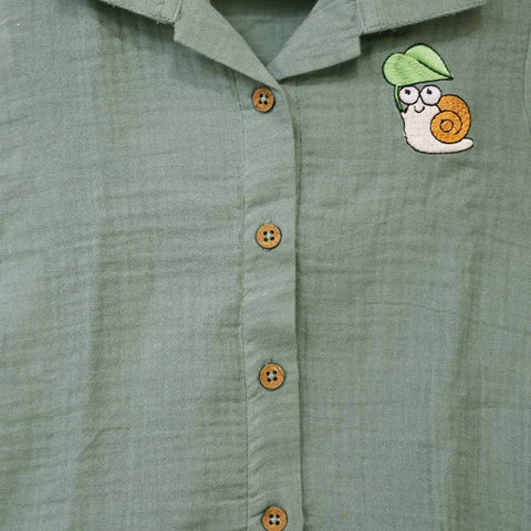 Green Half Sleeves Musline night suit