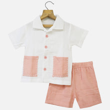 Load image into Gallery viewer, Peach Half Sleeves Muslin Night Suit Set
