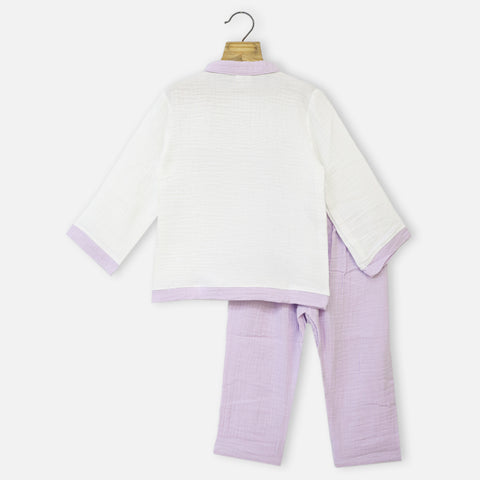 Lavender Full Sleeves Muslin Night Suit