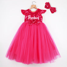 Load image into Gallery viewer, Pink Barbie Embellished Party Gown With Hairband
