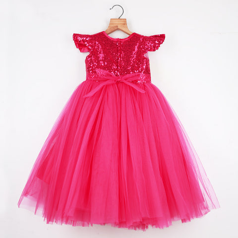 Pink Barbie Embellished Party Gown With Hairband