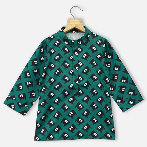 Green Batman Printed Kurta