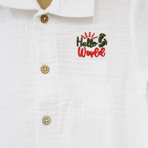 White Half Sleeves Muslin Night Suit