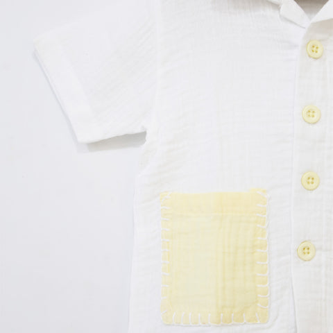 Yellow Half Sleeves Muslin Night Suit Set
