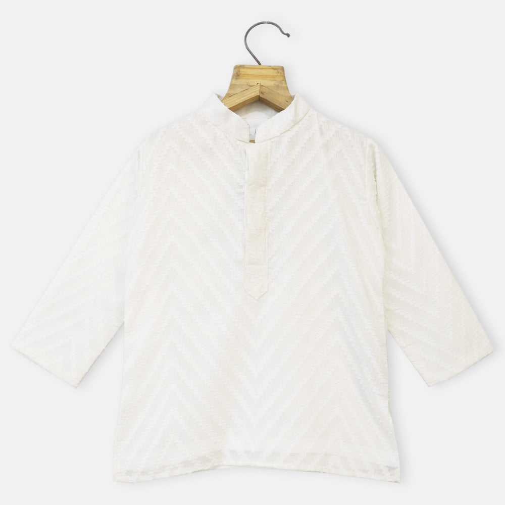White Striped Kurta With Pajama