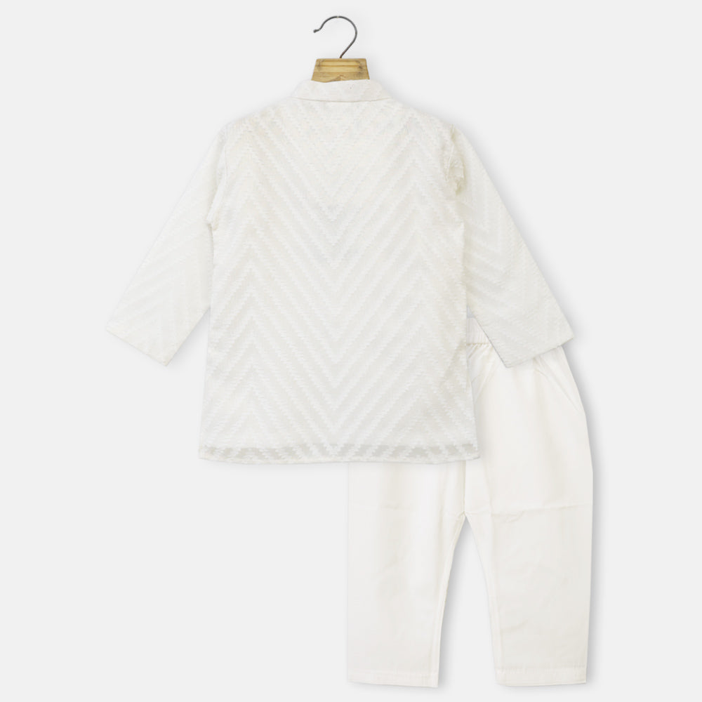 White Striped Kurta With Pajama