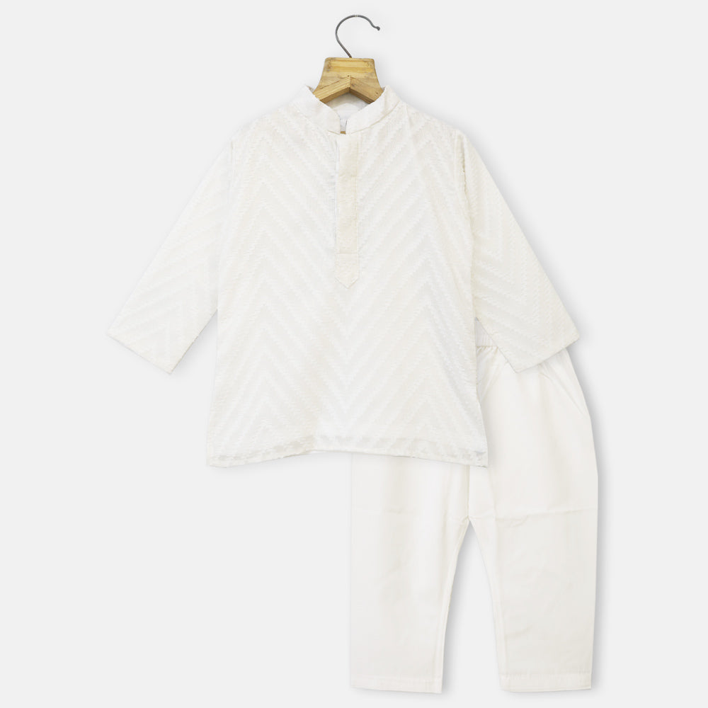 White Striped Kurta With Pajama