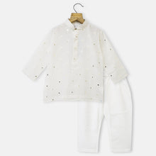 Load image into Gallery viewer, White Mirror Embroidered Kurta With Pajama
