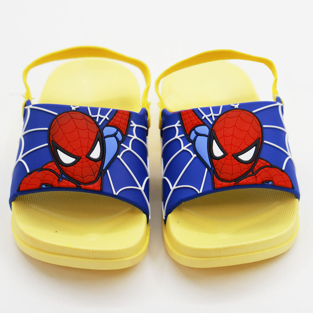 Yellow Spiderman Theme Sliders With Elasticated Strap