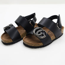 Load image into Gallery viewer, White &amp; Black Velcro Strap Sandals
