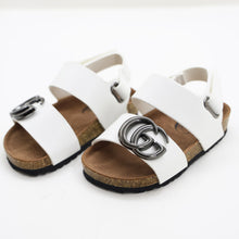 Load image into Gallery viewer, White &amp; Black Velcro Strap Sandals
