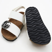 Load image into Gallery viewer, White &amp; Black Velcro Strap Sandals
