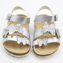 Load image into Gallery viewer, Pink &amp; Silver Butterfly Velcro Strap Sandals
