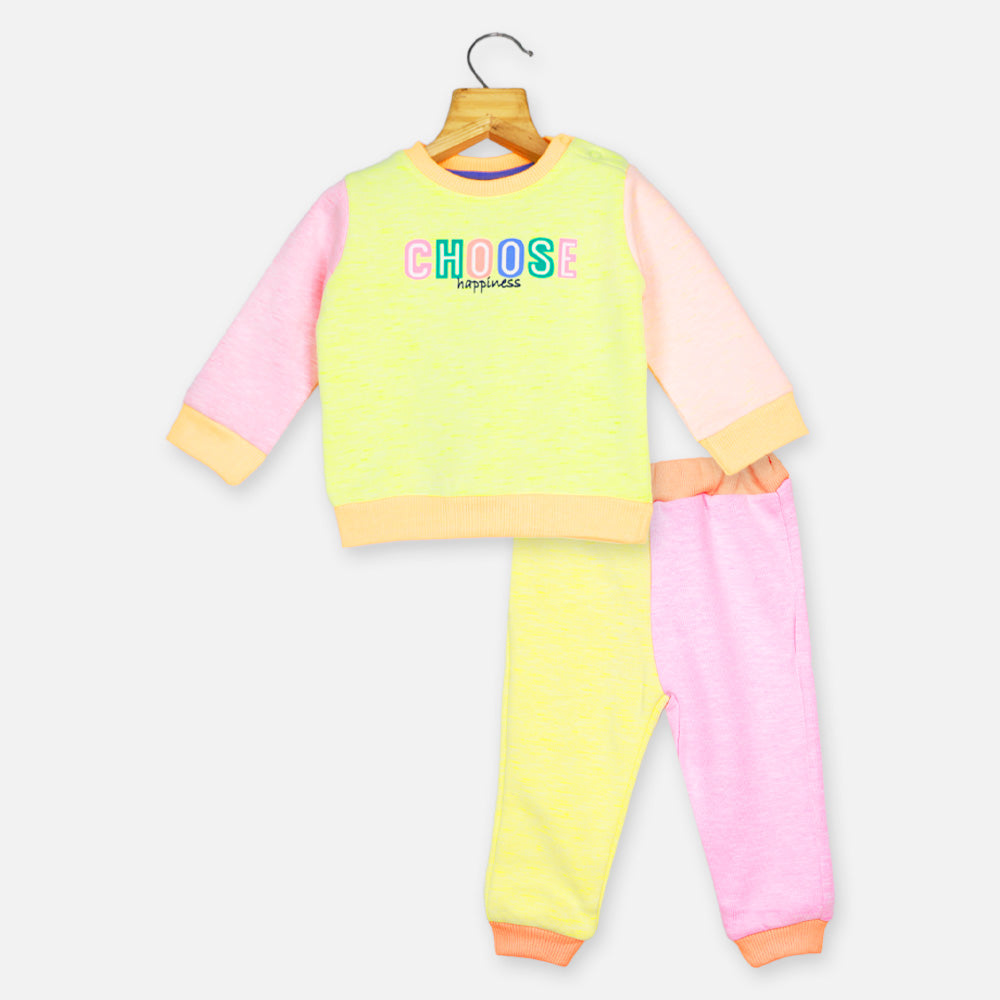Colorblock Sweatshirt With Joggers Winter Co-Ord Set