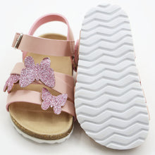 Load image into Gallery viewer, Pink &amp; Silver Butterfly Velcro Strap Sandals
