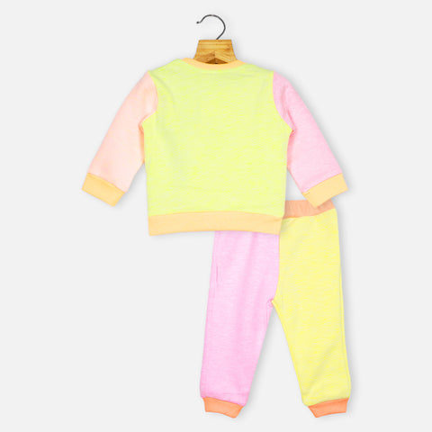 Colorblock Sweatshirt With Joggers Winter Co-Ord Set