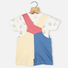Load image into Gallery viewer, Colorblock Embroidered Dungaree With Half Sleeves White T-Shirt
