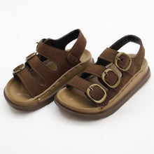 Load image into Gallery viewer, Brown Buckle Straps With Velcro Closure Sandals
