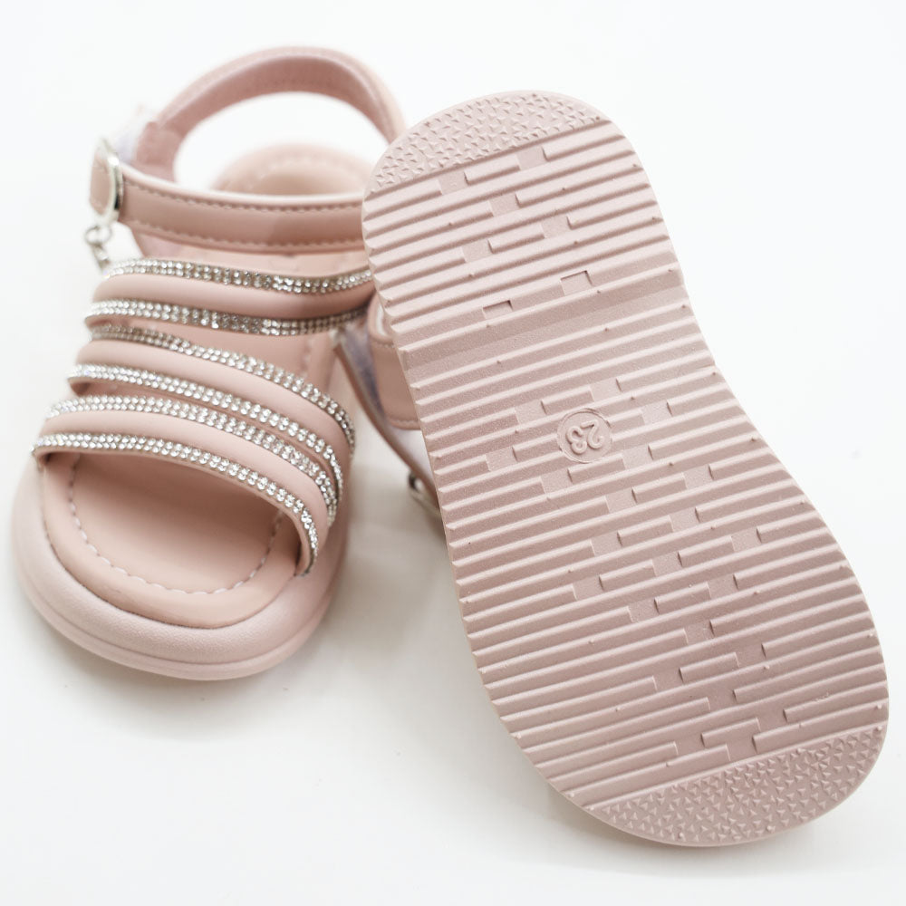Pink & White Straps With Velcro Closure Sandals