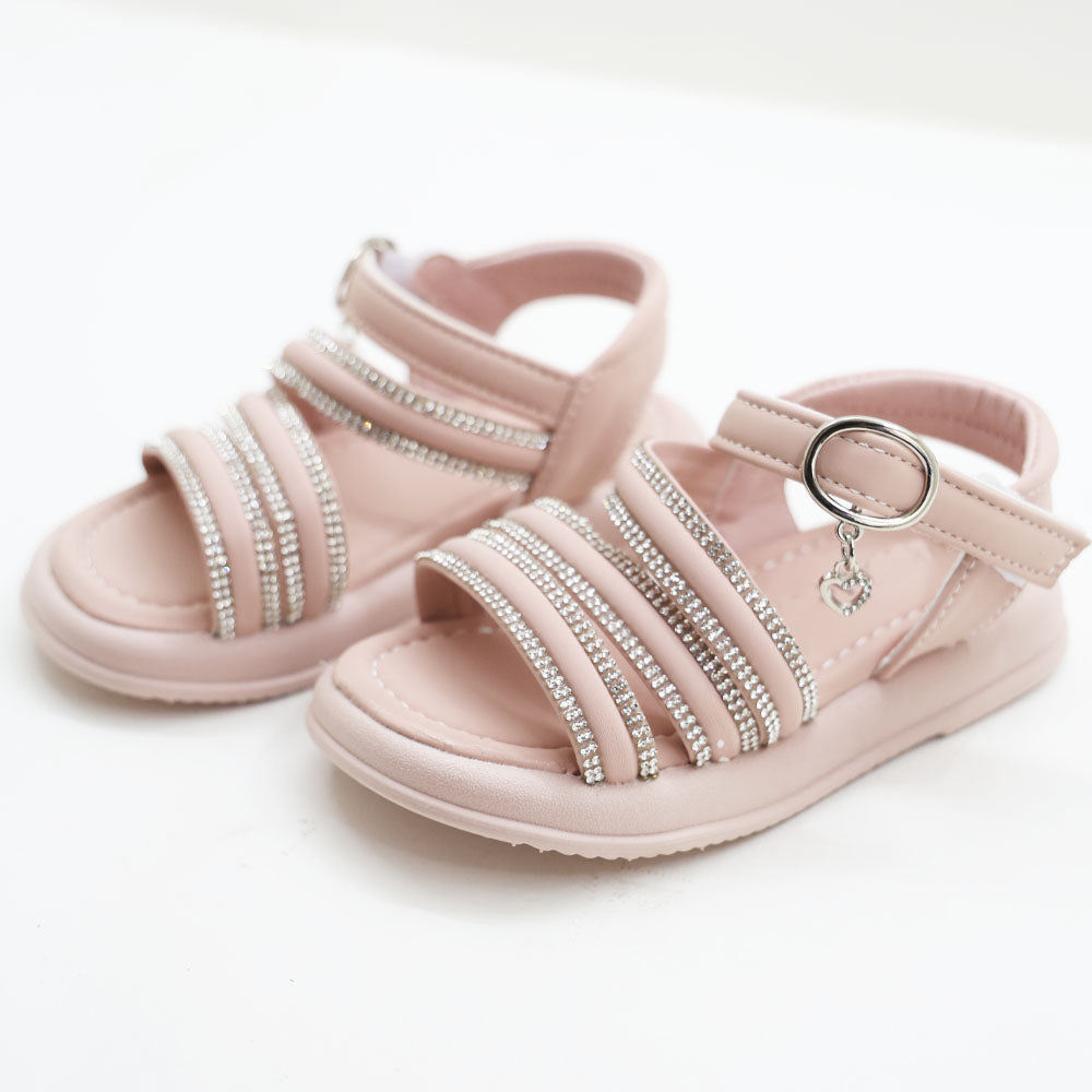 Pink & White Straps With Velcro Closure Sandals