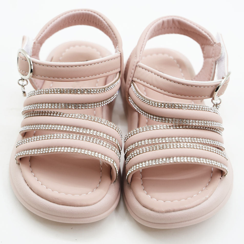 Pink & White Straps With Velcro Closure Sandals