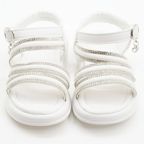 Pink & White Straps With Velcro Closure Sandals